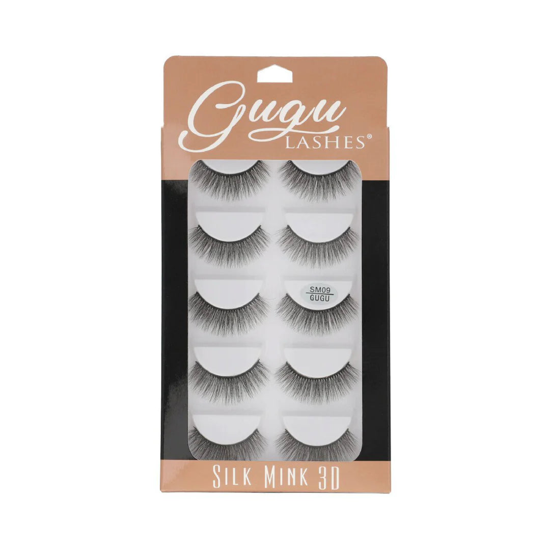 GUGU LASHES PESTAÑAS SILK MINK 3D 5 PARES