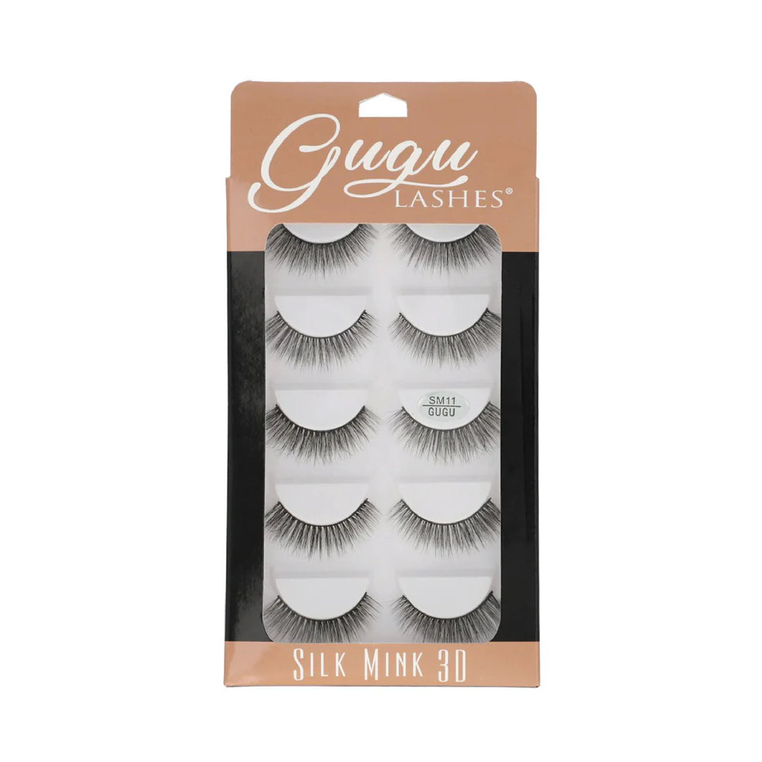 GUGU LASHES PESTAÑAS SILK MINK 3D 5 PARES