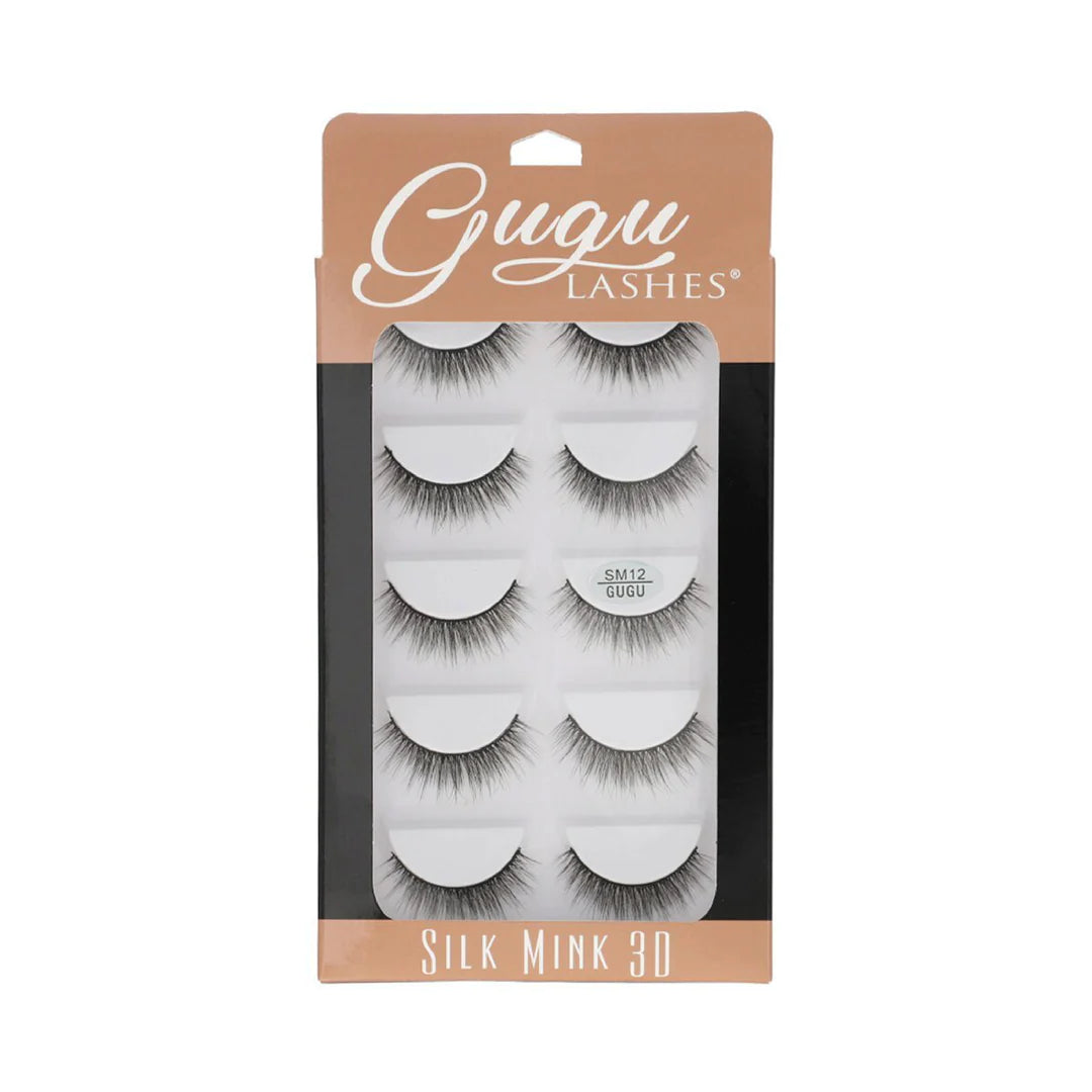 GUGU LASHES PESTAÑAS SILK MINK 3D 5 PARES