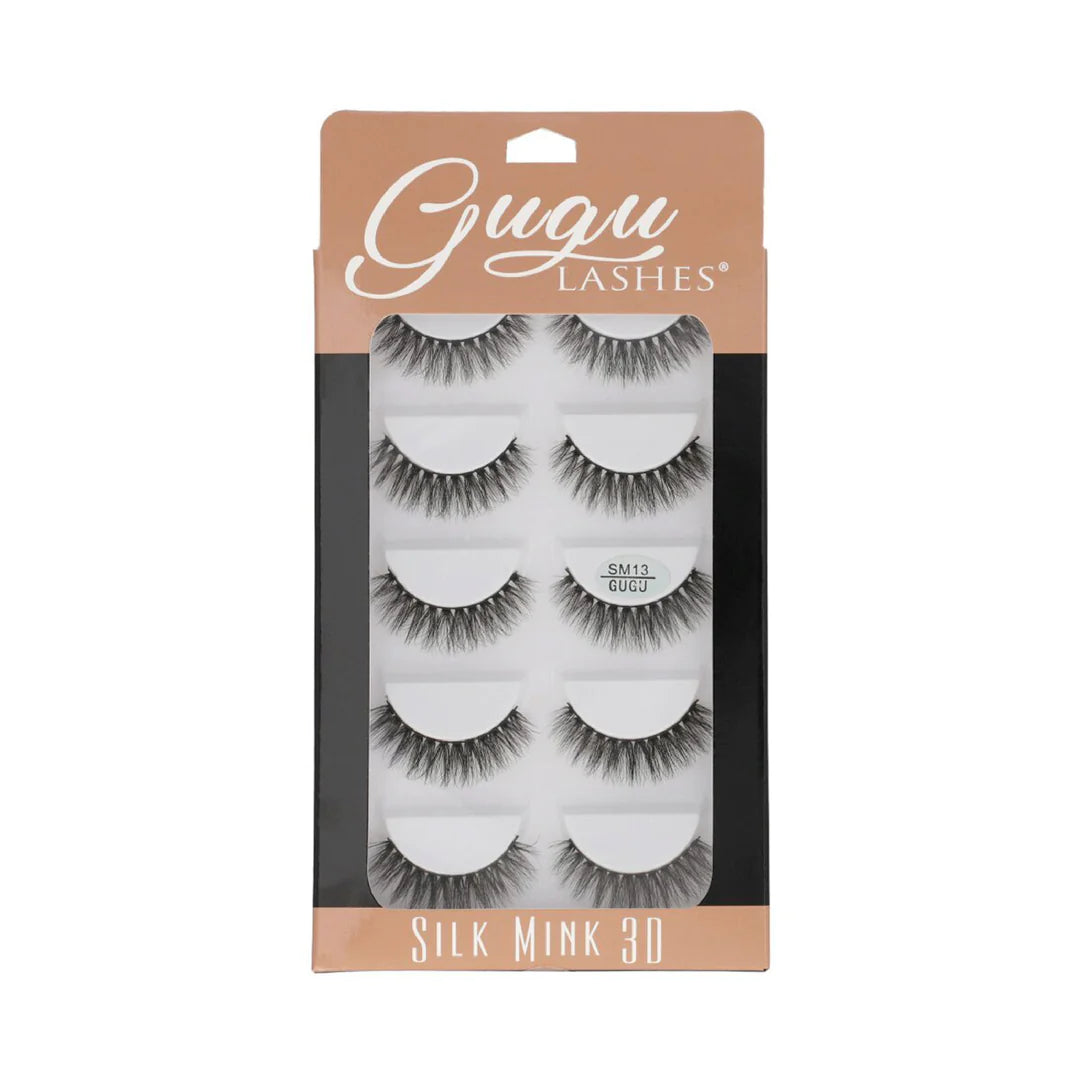 GUGU LASHES PESTAÑAS SILK MINK 3D 5 PARES