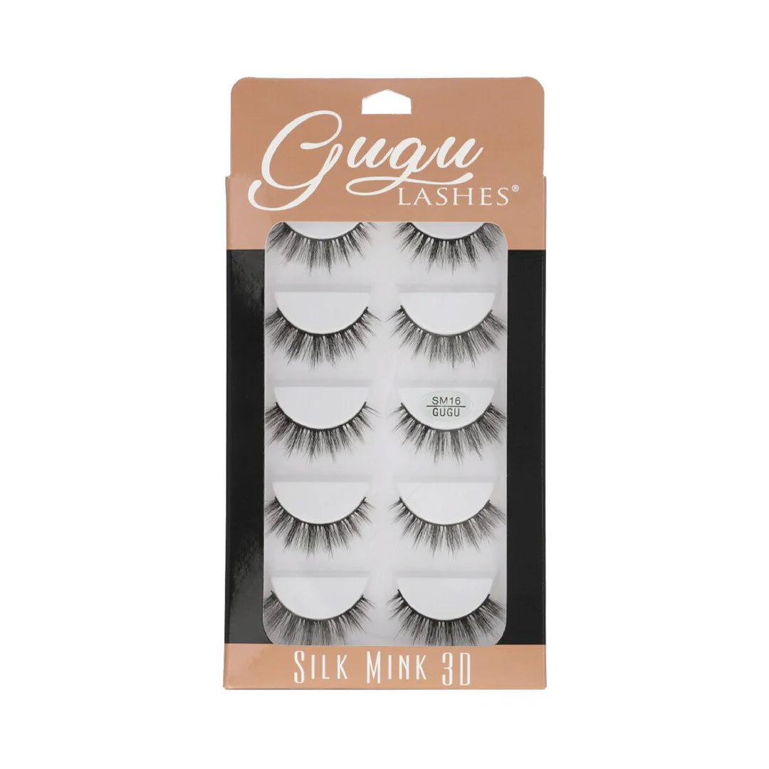 GUGU LASHES PESTAÑAS SILK MINK 3D 5 PARES